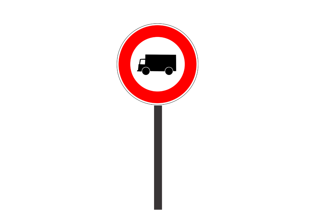 Panneau transport de marchandises représentant un camion